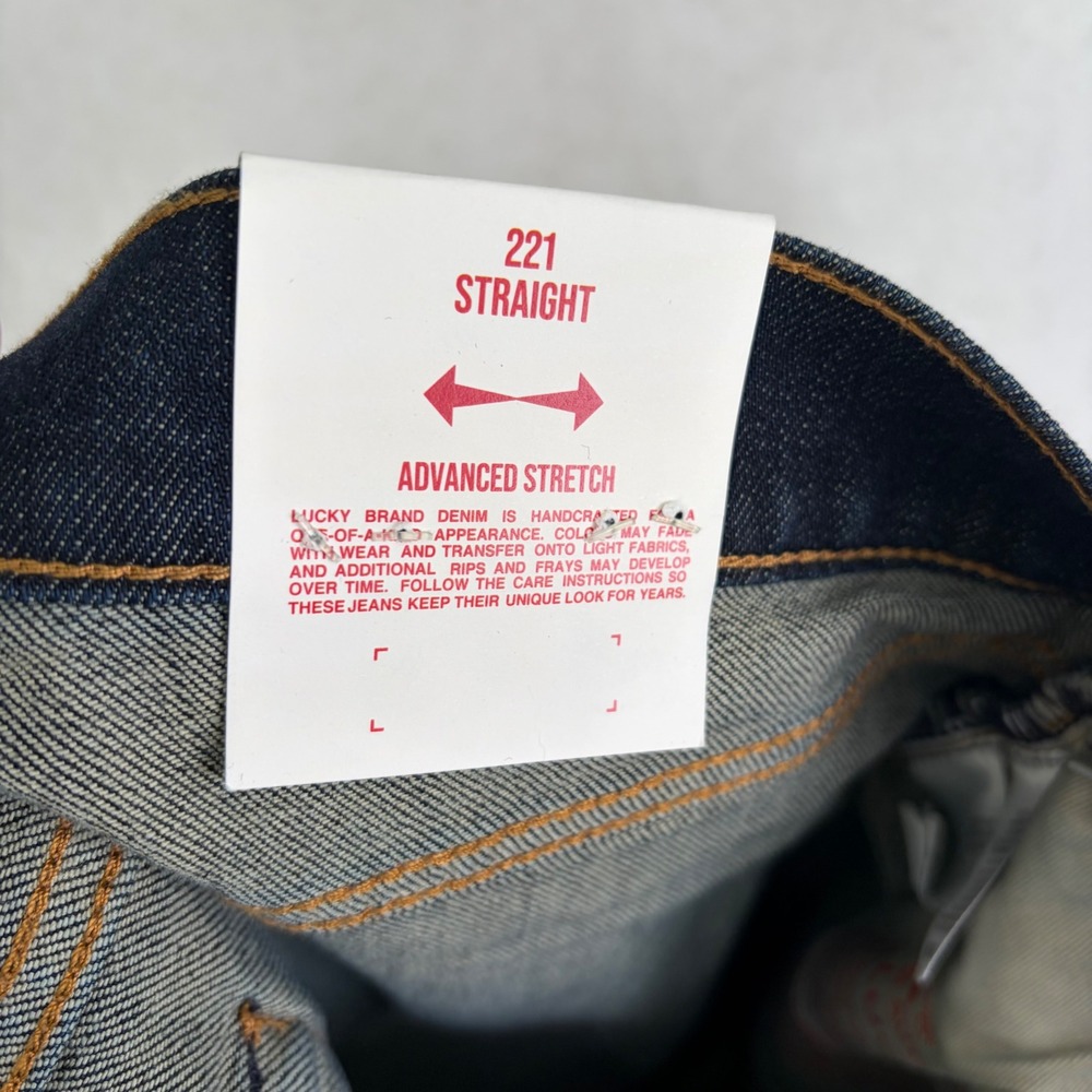 Lucky Brand 221 Straight Jeans Mens 36x32 Dark Wash NEW Advanced Stretch Denim - Picture 8 of 10